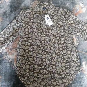 NWT Size 8 Brown Floral Button Down Shirt